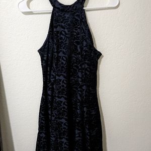 City Triangles Dress High Neck Sleeveless Velvet Flowers